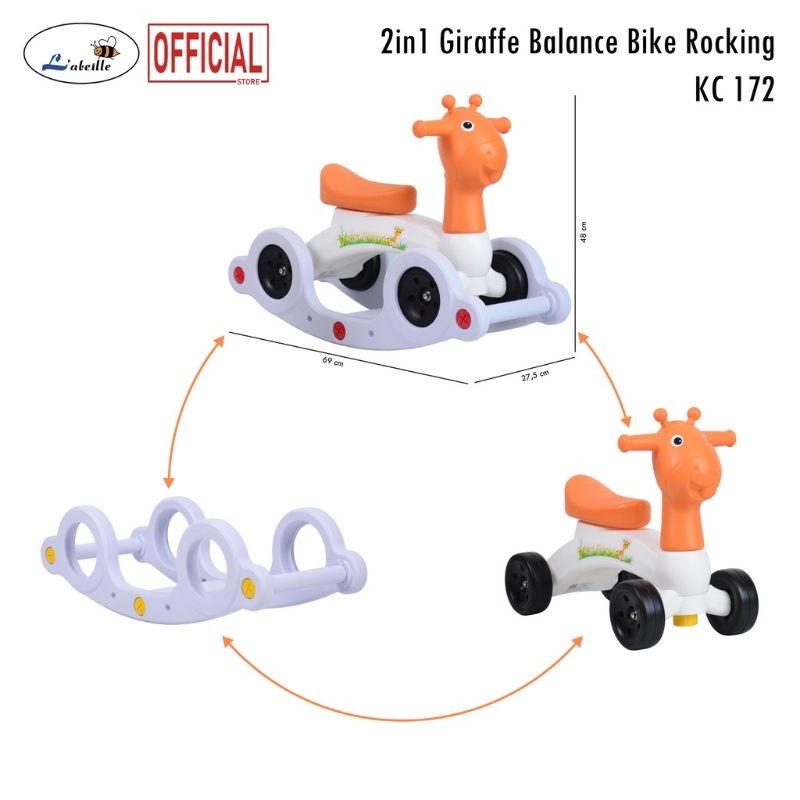 LABEILLE BALANCE BIKE &amp; ROCKING MAINAN JUNGKAT JUNGKI SEKALIGUS SEPEDA ANAK RIDE ON SMART RABBIT KC 001RB