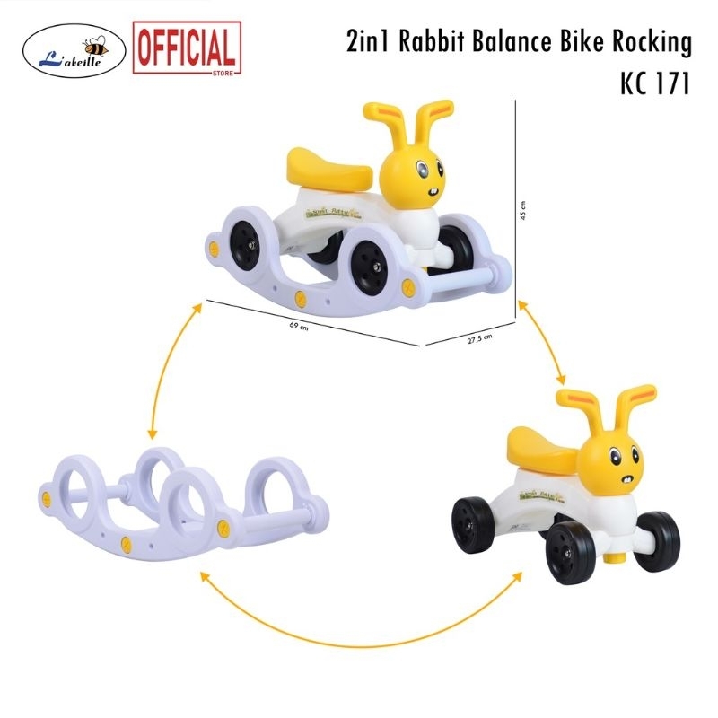 LABEILLE BALANCE BIKE &amp; ROCKING MAINAN JUNGKAT JUNGKI SEKALIGUS SEPEDA ANAK RIDE ON SMART RABBIT KC 001RB