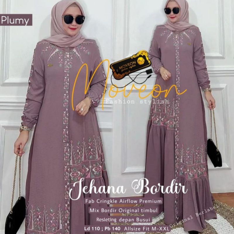 Keana bordir gamis crickle bordir kekinian/Jehana bordir