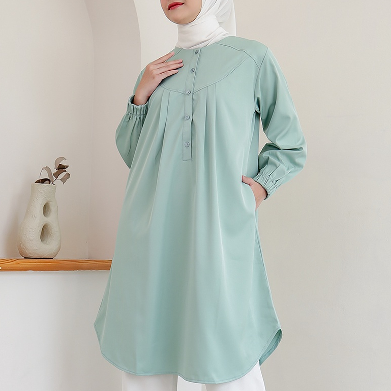 Carina Midi Dress premium | tunik B5010164 by Sonia Basic Tunik Premium Wanita | Tunik Midi Polos Wa