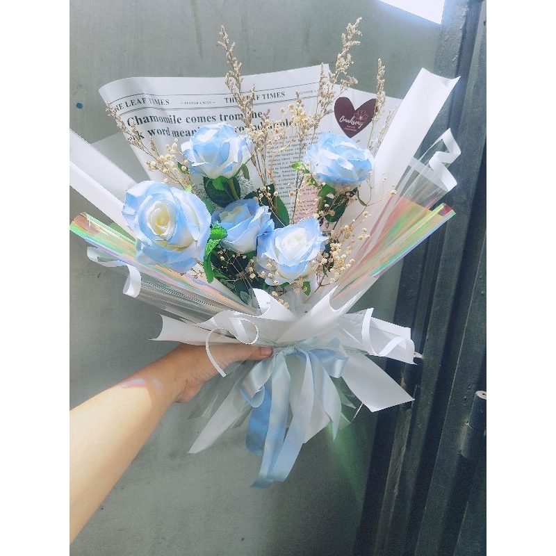 buket bunga artificial premium mixed preserved baby breath dan caspea kering, bouquet, bucket malang