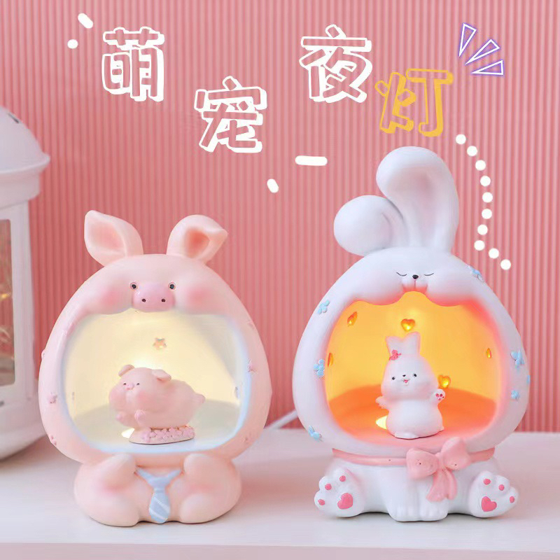 Lampu Rumah  USB Cartoon Bebek / Rabbit /Babi hias meja kamar anak lampu tidur souvenir