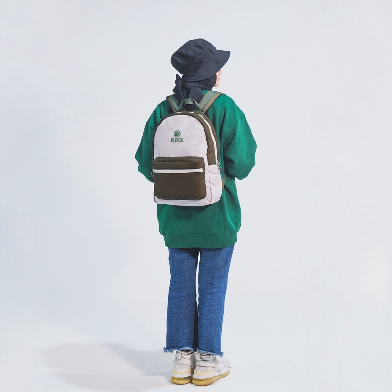 (New Product) FLOCK Two-Color Puffy Backpack - Dust