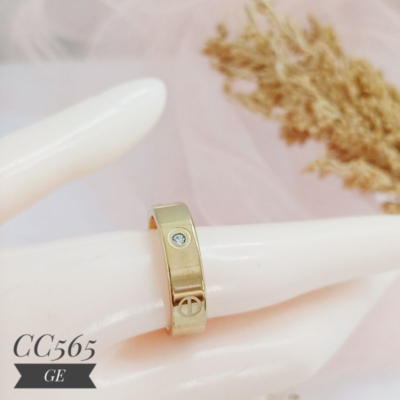 Cincin Titanium Mata Tanam warna gold CC565