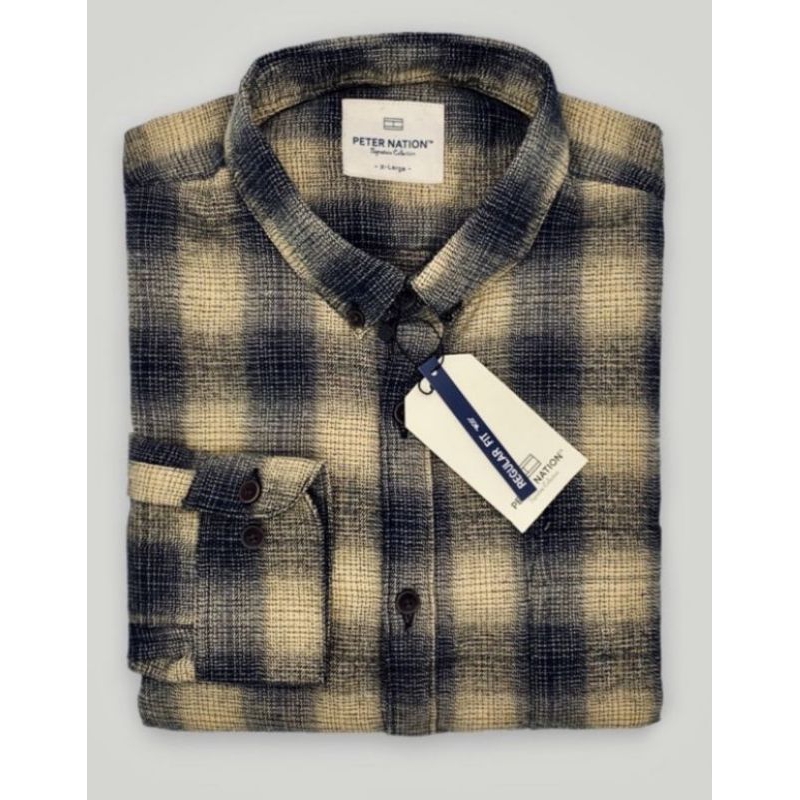 KEMEJA FLANEL PETER NATION  PRIA LENGAN PANJANG DISTRO KEMEJA FANEL MOTIP KOTAK