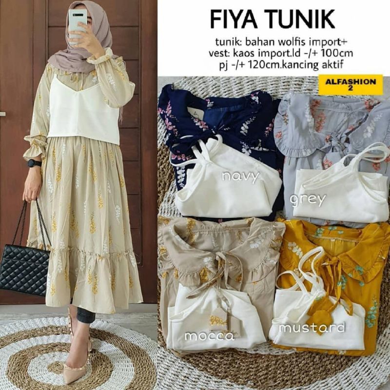 SALE Fiya Tunik wanita tunik muslim tunik muslimah tunik import tunik bunga bunga