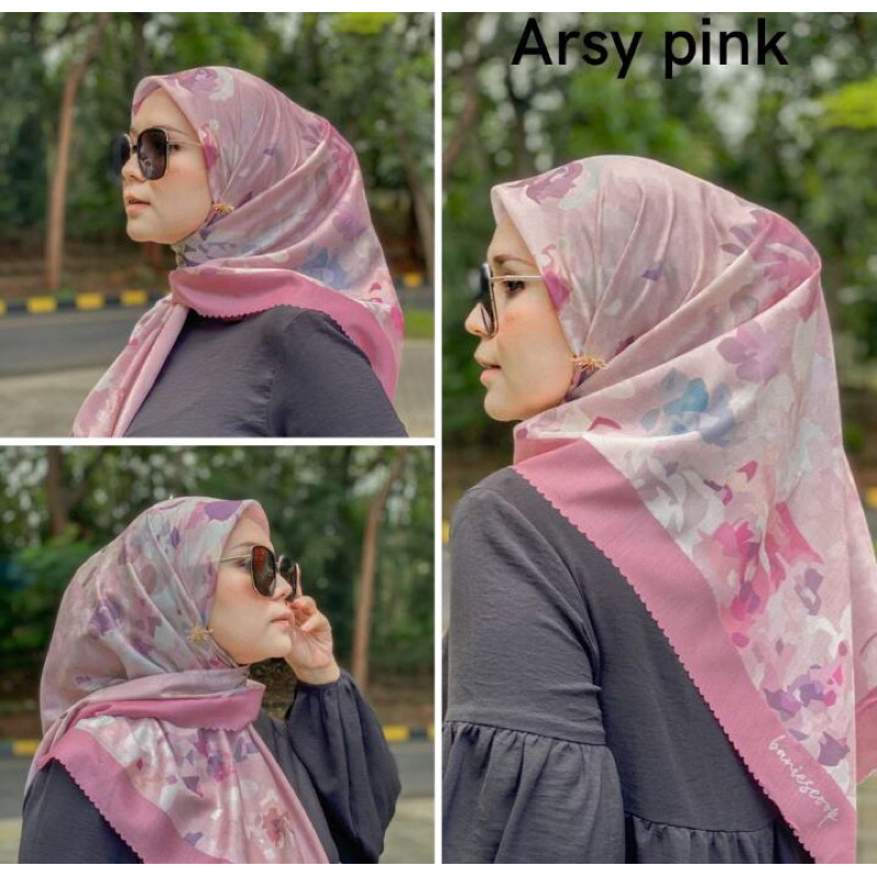 SASI OFFICIAL - LA BEAU SERIES HIJAB SEGI EMPAT VOAL MOTIF PATTERN PRINTED VOAL VANILLA HIJAB EVERYD
