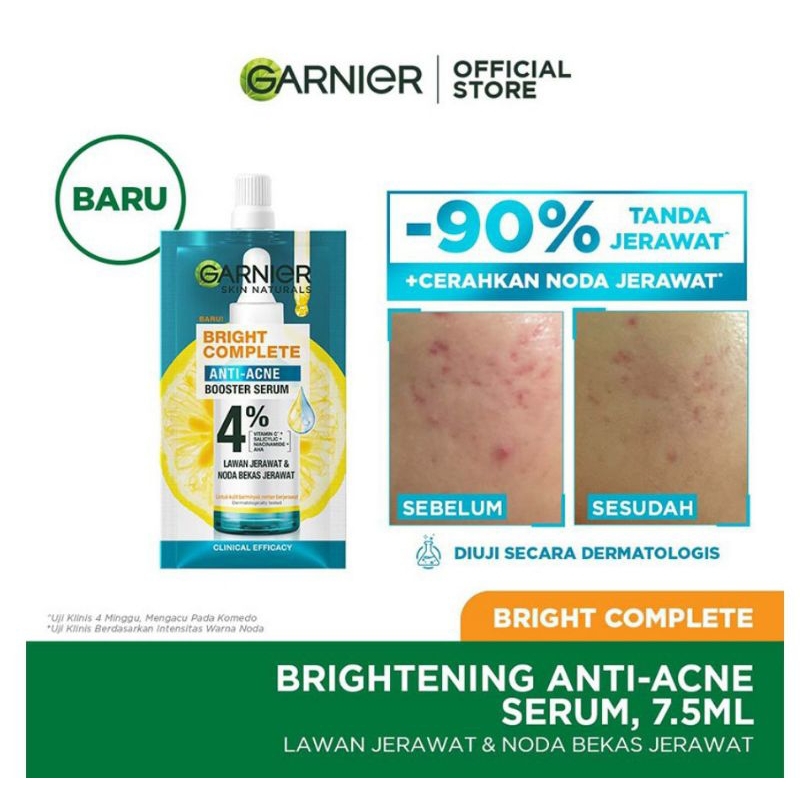 Garnier Bright Complete Anti acne Serum Skincare Wajah berjerawat 7.5ML