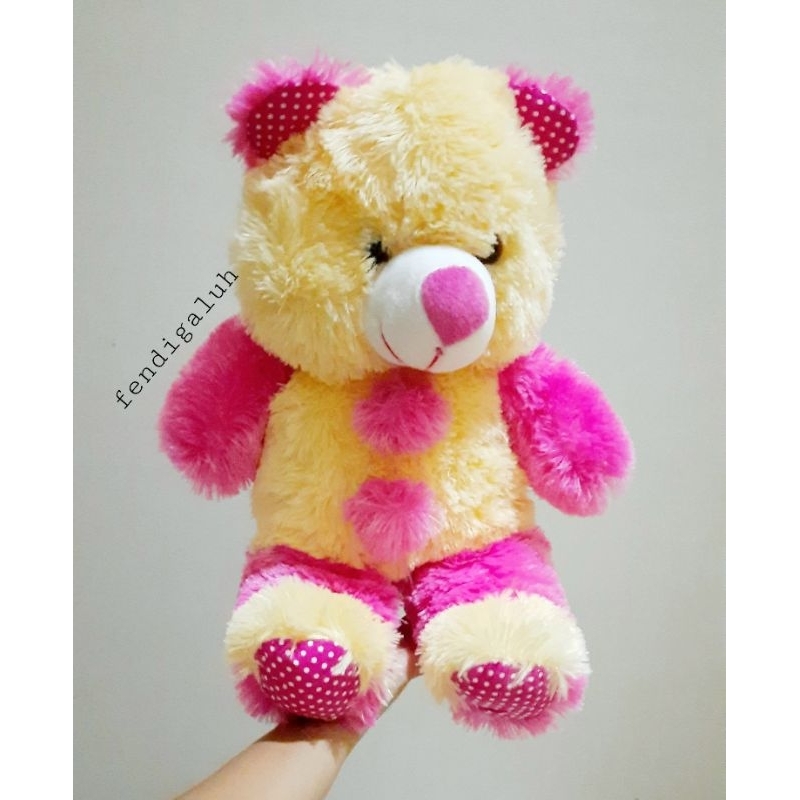 Boneka Beruang Tedy Polka Pink Size Besar 55 Cm/ Boneka Beruang