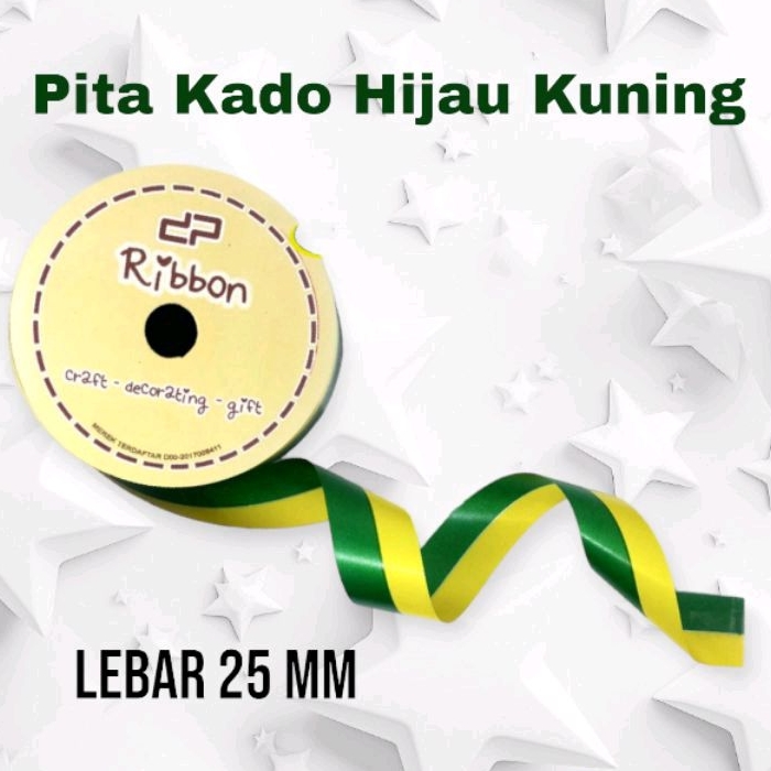 

Pita Kado Parcel Lebaran Hijau Kuning Lebar 25 mm