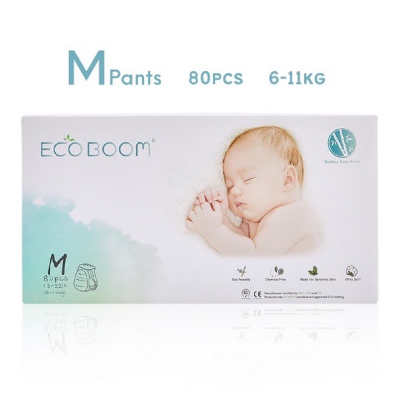 ECO BOOM Bamboo Diapers Pants M80 L76 XL72 / Popok Pampers Bambu Ramah Lingkungan
