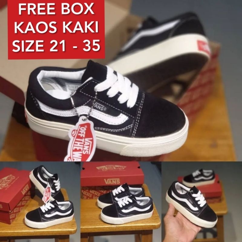 SEPATU VANS OLDSKUL ANAK LAKI-LAKI DAN PEREMPUAN 3-7 TAHUN SD HITAM TAHUN GRADE ORGINAL 100%