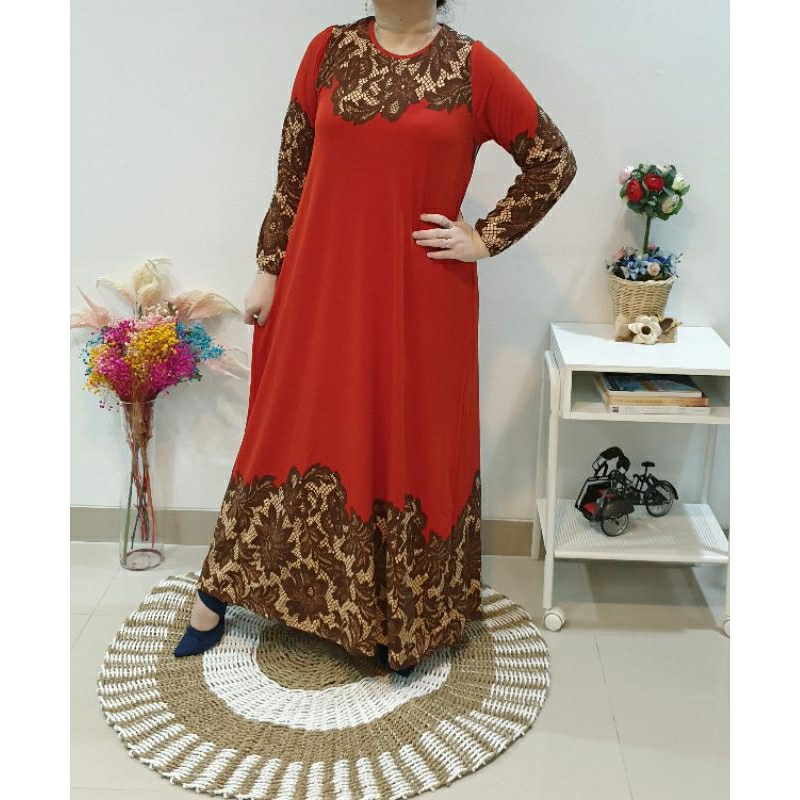 GAMIS JUMBO WANITA JERSEY KOREA PRINTING PREMIUM MOTIF BRUKAT,BUNGA,ABSTRAK