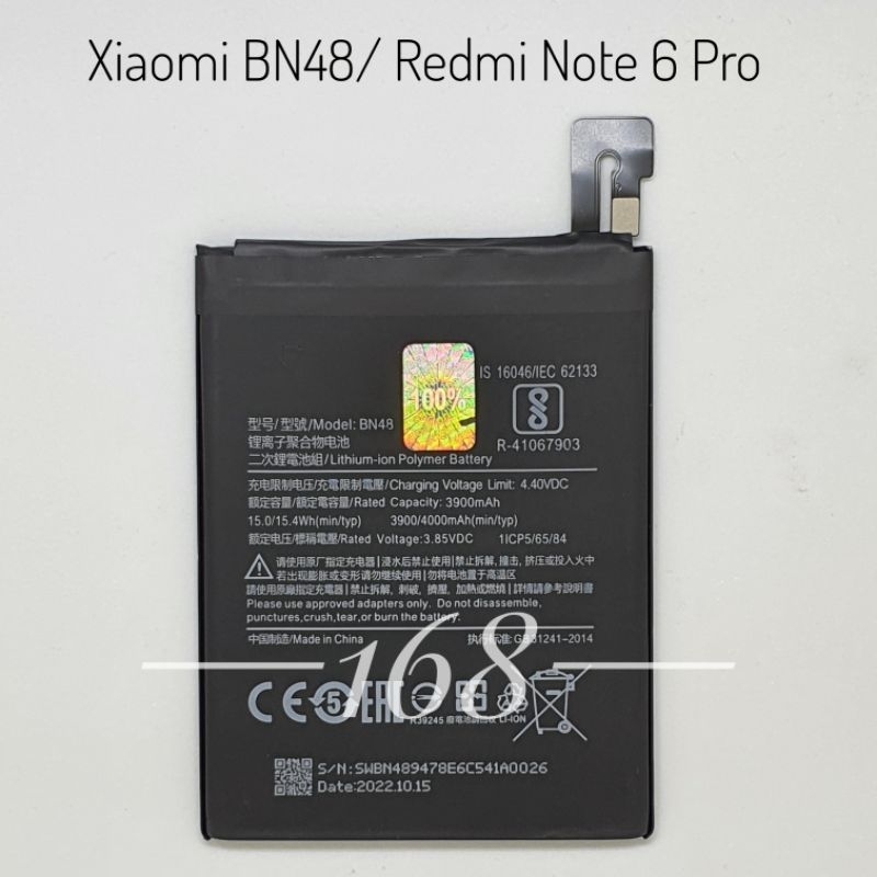 Baterai Batre Xiaomi Redmi Note 6 Pro BN48 Batere Xiaomi BN 48 Original