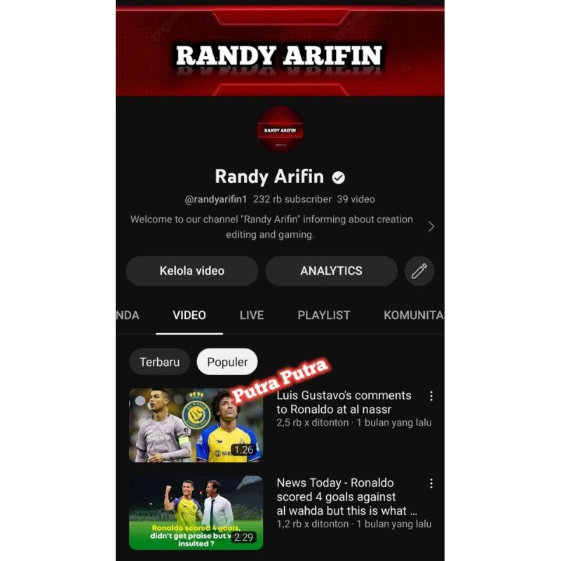 READY CHANNEL YOUTUBE 232K SUBSCRIBER BELUM MONETISASI