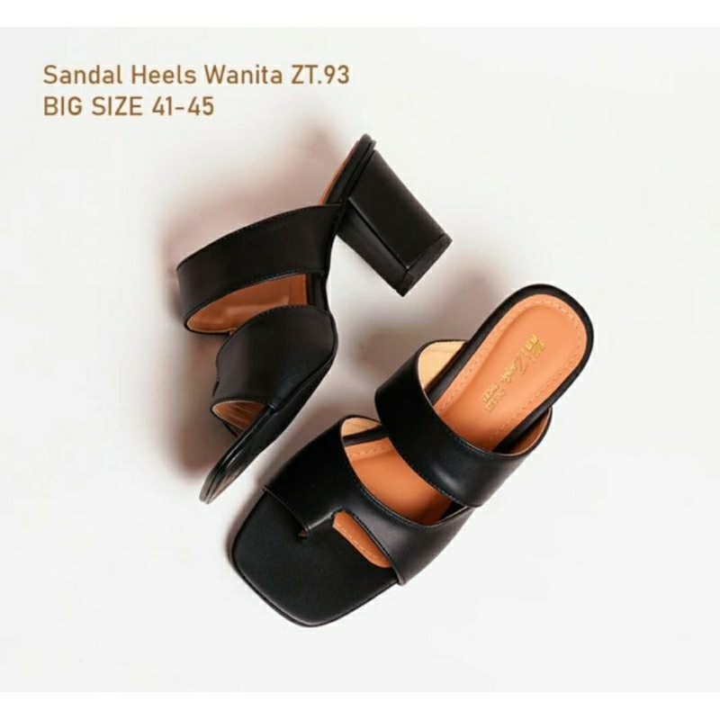 COD / Higheels Slop Wanita Makazi Big Size 41-45 Sendal Slop Formal Kulit Kualitas Premium / Sendal Langka JUMBO Bule Luar Negri Hitam, 44