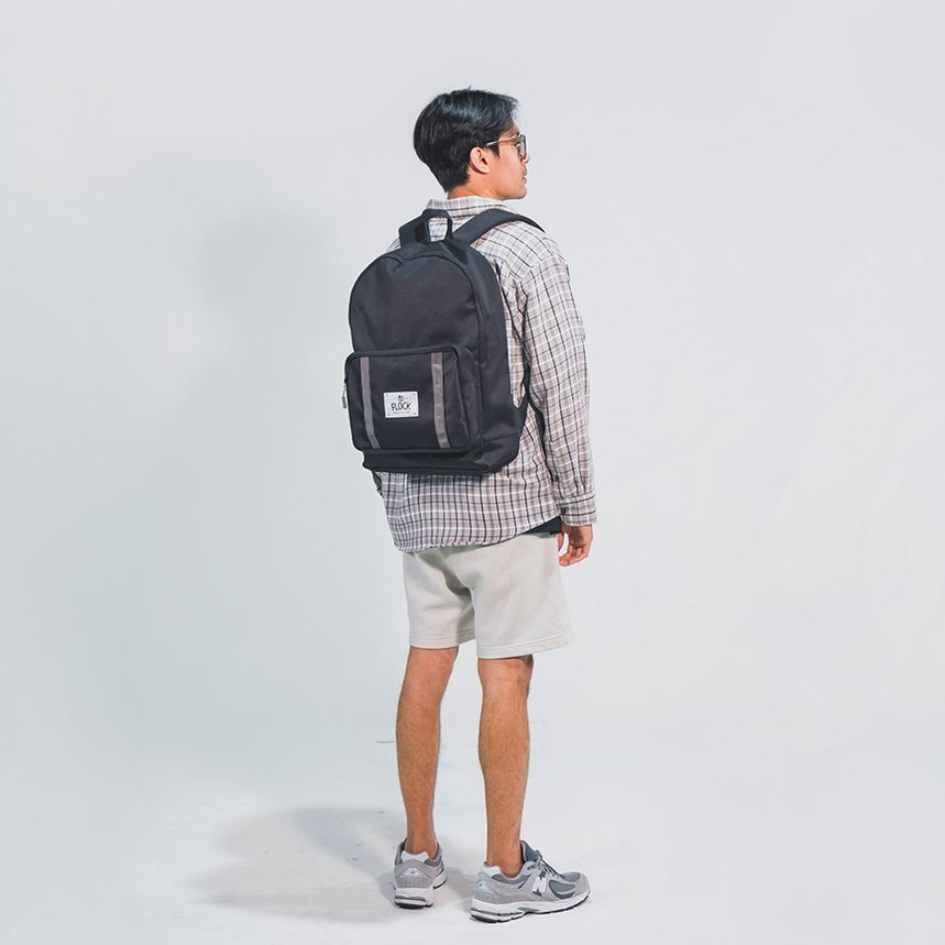 (New Product) FLOCK Stripe Backpack - Black