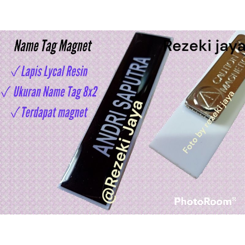 

Name Tag Nama Dada Papan Nama Dada Lapis Lycal Resin 8x2 cm Magnet PREMIUM