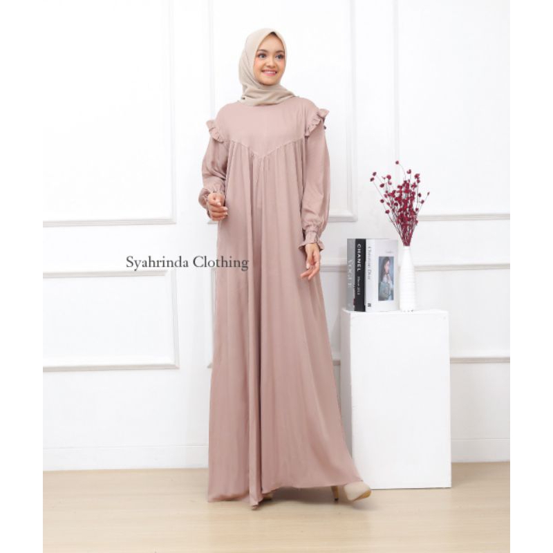 Gamis Polos Twill Rayon Premium Baju Long Dress Wanita Hijab Fashion