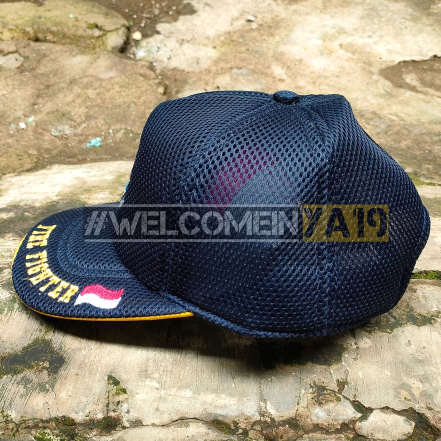 Topi Jaring Fire Fighter Logo Yudha Brama Jaya / Topi Damkar Biru Navy