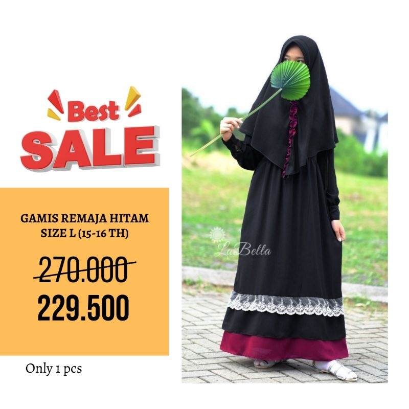 Gamis Anak Remaja Tutu Hitam LABELLA Size L