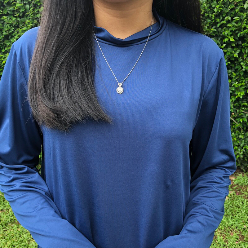 Navy Polos Panjang - Blouse Tunik Polos - Atasan Lengan Panjang