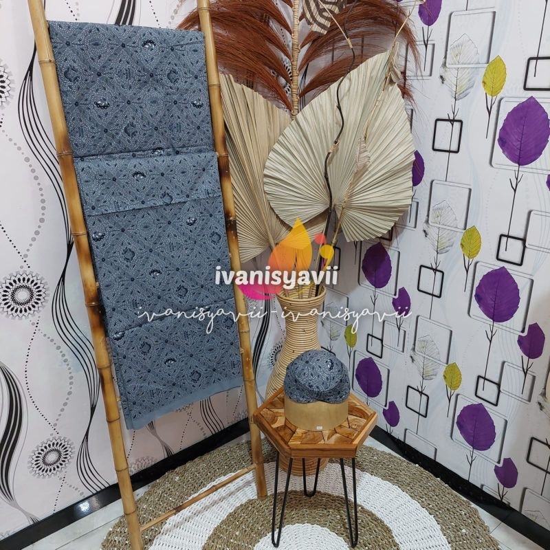 [1Set] Jarik Cewek Cowok + Blangkon | Bahan Premium - Motif Sido Mukti Silver