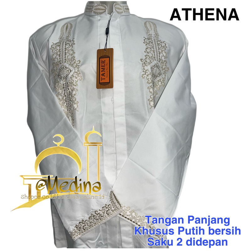 Baju Koko/Taqwa TAMER EXCLUSIVE Tangan Panjang Khusus Putih TIPE ATHENA