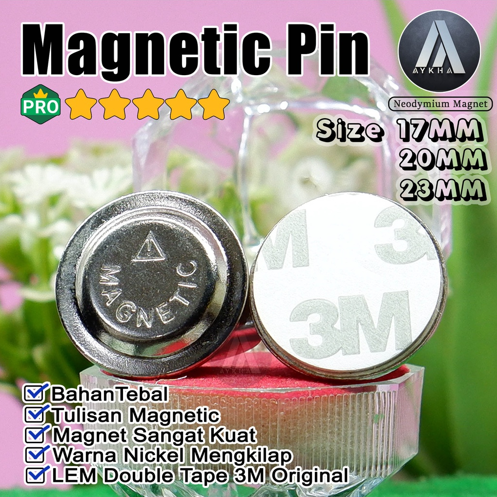 MAGNET Nama Dada Pin Bros Name Tag Wing Lencana Bulat Lem Double Tape 3M ORIGINAL