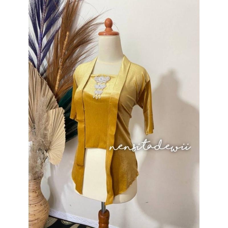 Kebaya Lengan Pendek, Kutubaru - Warna Gold