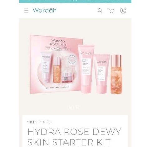 Wardah Hydra Rose Set Starter Kit (Cleanser, Toner, Moisturizer) preloved Wardah