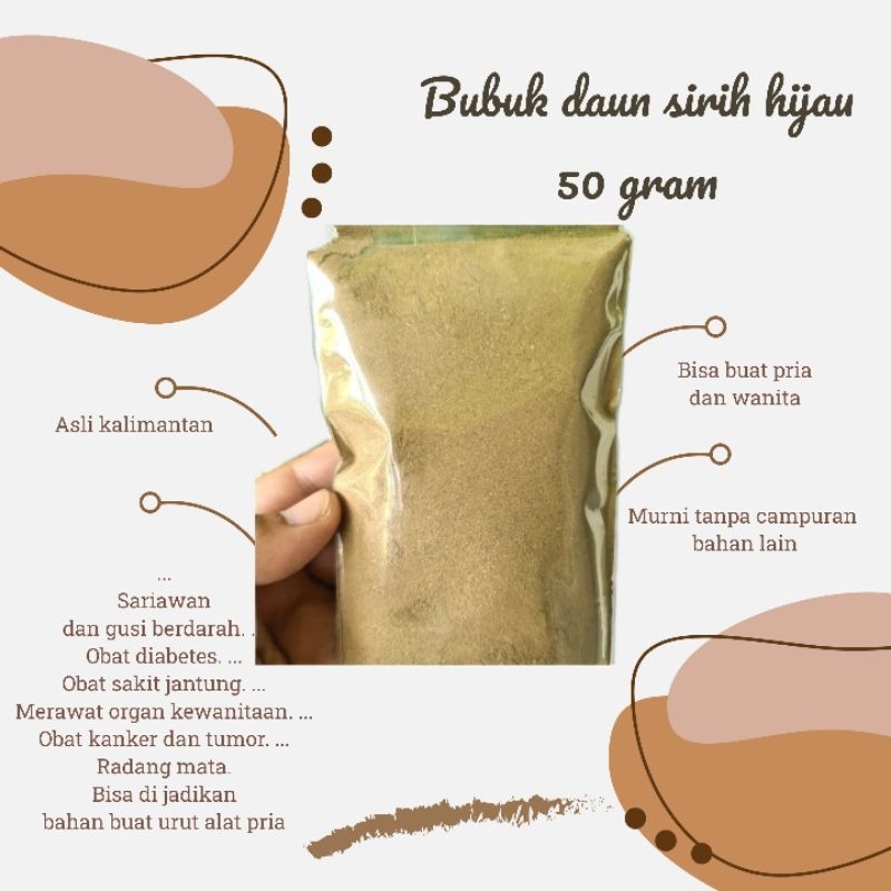 

Bubuk daun sirih hijau 50 gram bisa buat teh seduh kewanitaan