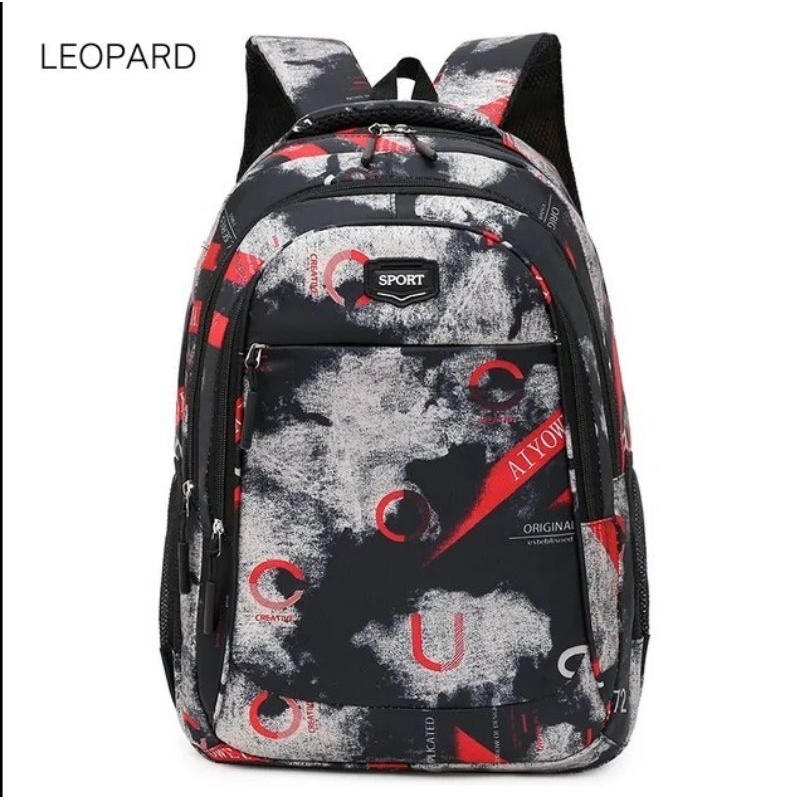 RANSEL BACKPACK SEKOLAH KERJA KAPASITAS BESAR MOTIF ABSTRAK MUAT LAPTOP FREE RAINCOVER