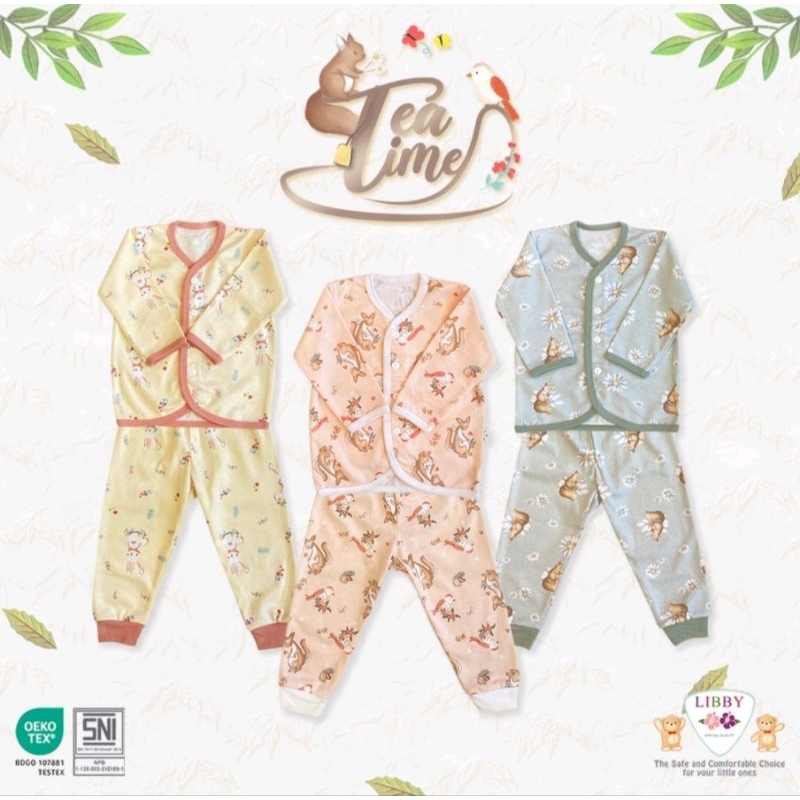 Libby - 3 Stel Setelan Kancing Depan Panjang (Tea Time)
