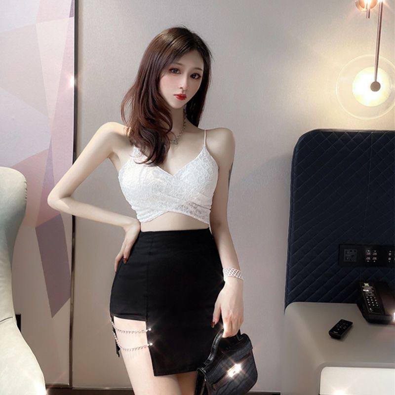 (S-XXL) pearl skirt highwaist rok wanit asimetri R770R