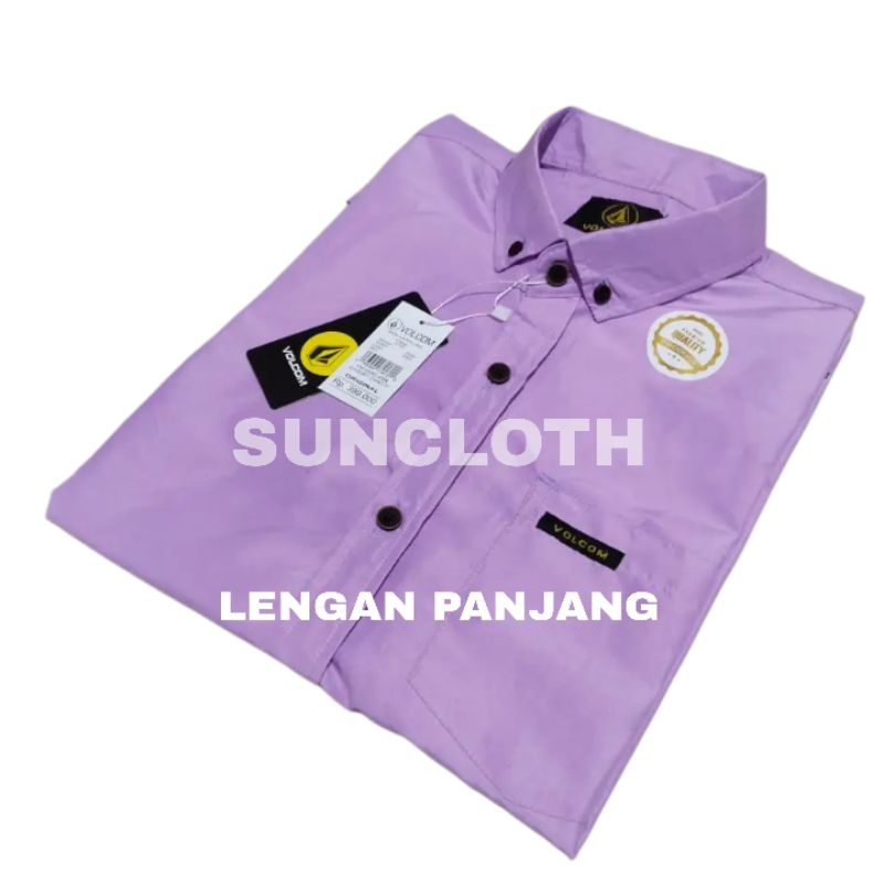 Kemeja Lilac Lengan Panjang Hem Polos Lengan Panjang Ungu Pria Dan Wanita
