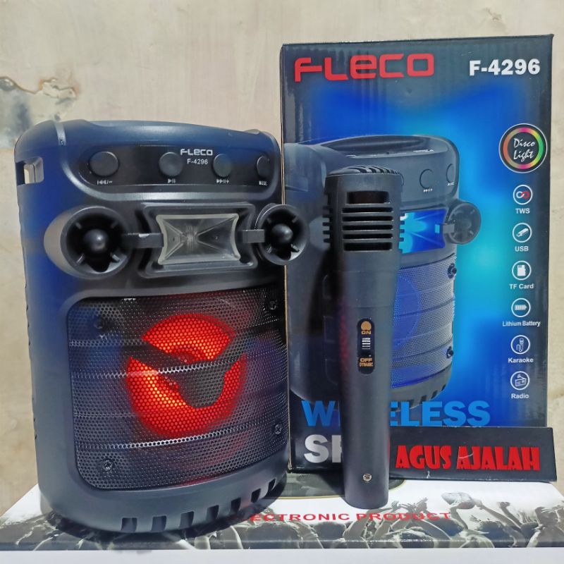 ✅ Speaker Mp3 Mini Portable Bluetooth Wireless Fleco f4296 led bluetooth bonus microphone wireless b