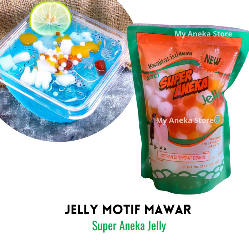 

Jelly motif bunga mawar“ Super Aneka Jelly “ /jelly karakter /jelly warna pelangi kemasan 500gr