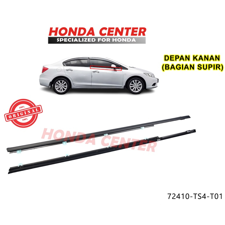 ORIGINAL HONDA,pelipit karet kaca pintu luar civic 2012 2013 2014 2015 depan kanan