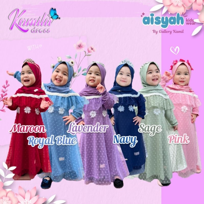 KAMILA DRESS ANAK SET HIJAB || GAMIS ANAK SET BY AISYAH KIDS WEAR