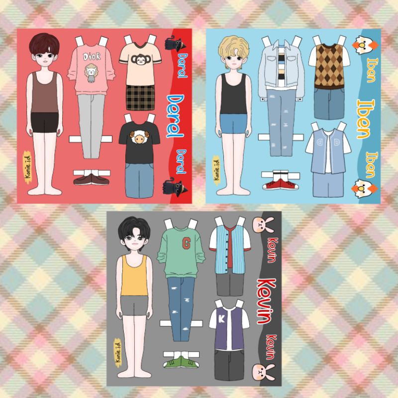 MAINAN BONGKAR PASANG KERTAS VERSI COWOK KEKINIAN /PAPERDOLL / BAJU BAJUAN