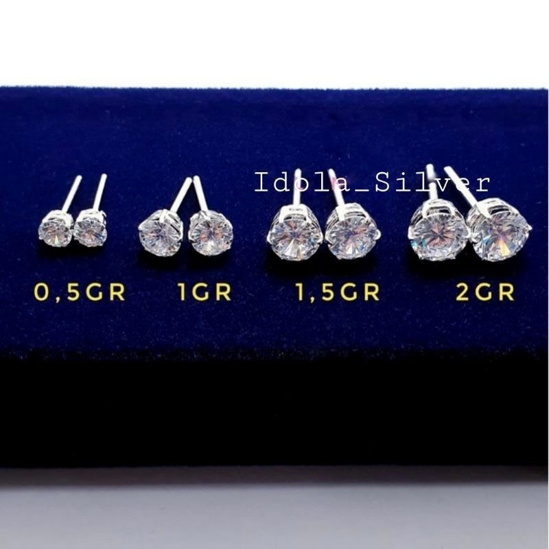 Anting Tusuk Perak Asli Silver 925 Lapis Emas Putih Asli Model Desi 0,5 - 4 Gram - Perhiasan Perak Wanita