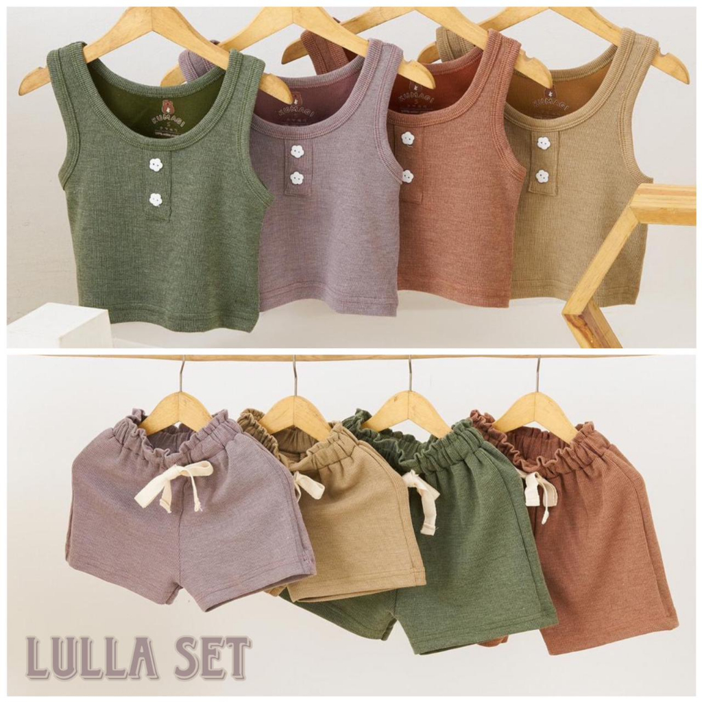 Kumagi- Setelan Lulla One Set Anak Perempuan Lengan Buntung 6bulan - 7Tahun Bahan RIB KNIT Premium Bayi Lucu Murah Kualitas Bagus / Kancing Mati