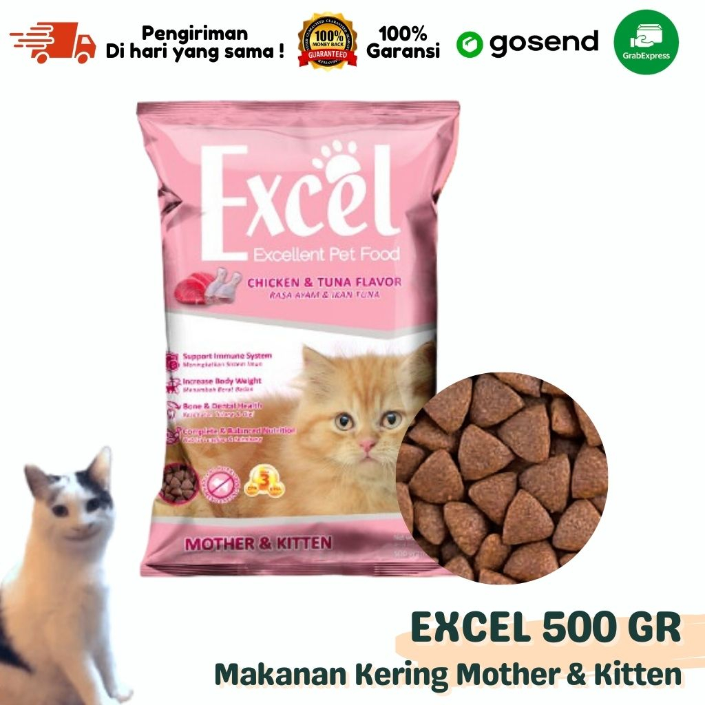 Makanan Kucing Kering Dry Cat Food EXCEL Mother &amp; Kitten 500GR Freshpack