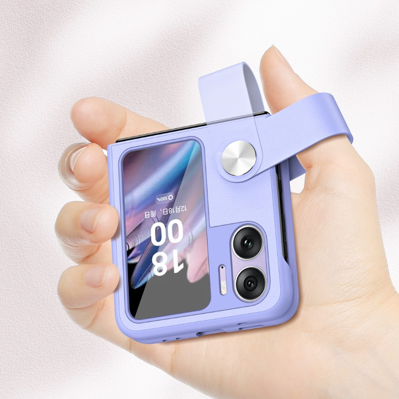 Hard Case Oppo Find N2 Flip Oppo Find N3 Flip Adjustable Stand Holder Portable Casing Ponsel Kulit Silikon Macaron Candy With Stand Pegangan Tangan Elegan