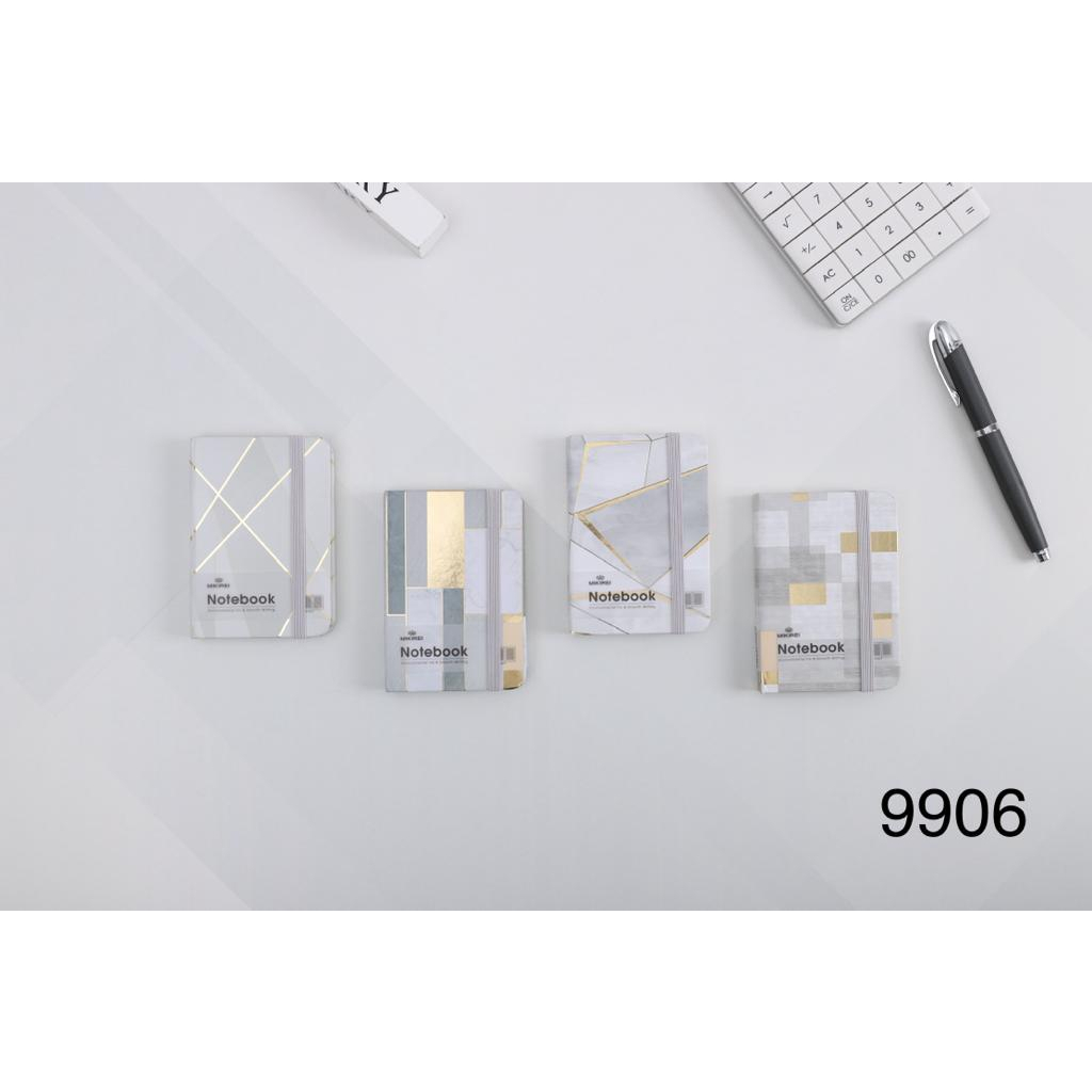 Agenda Hardcover Mikirei Notebook Bergaris - Notepad Grey 9906