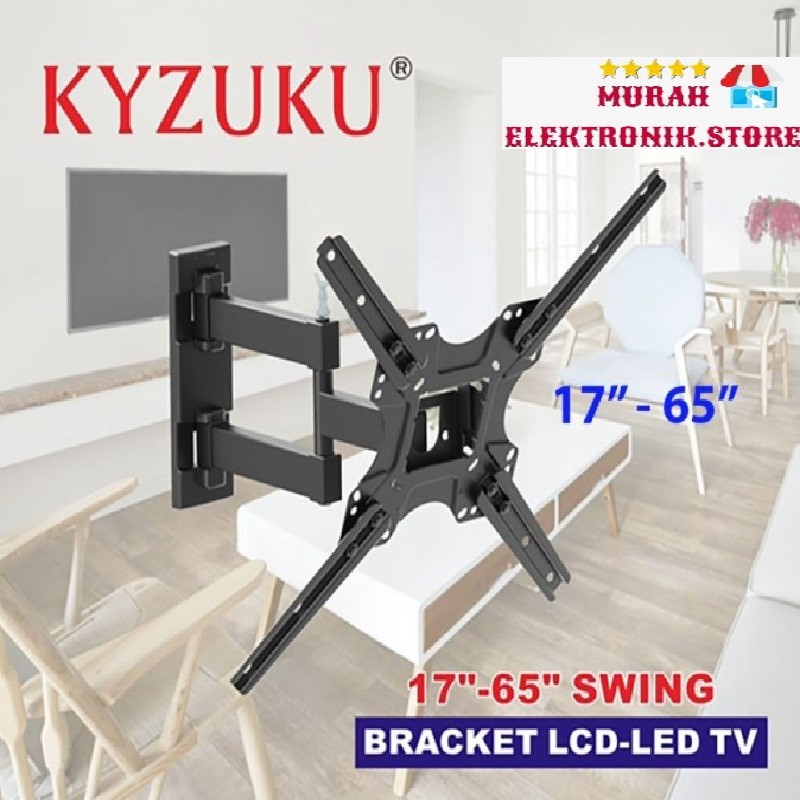 KYZUKU Bracket LCD LED TV 17&quot; - 65&quot; swing - Braket tv multi untuk semua merek TV