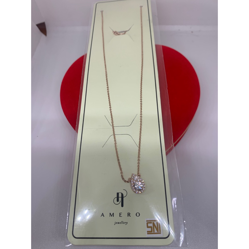 kalung emas asli kadar 750 rose gold solitare amero gold