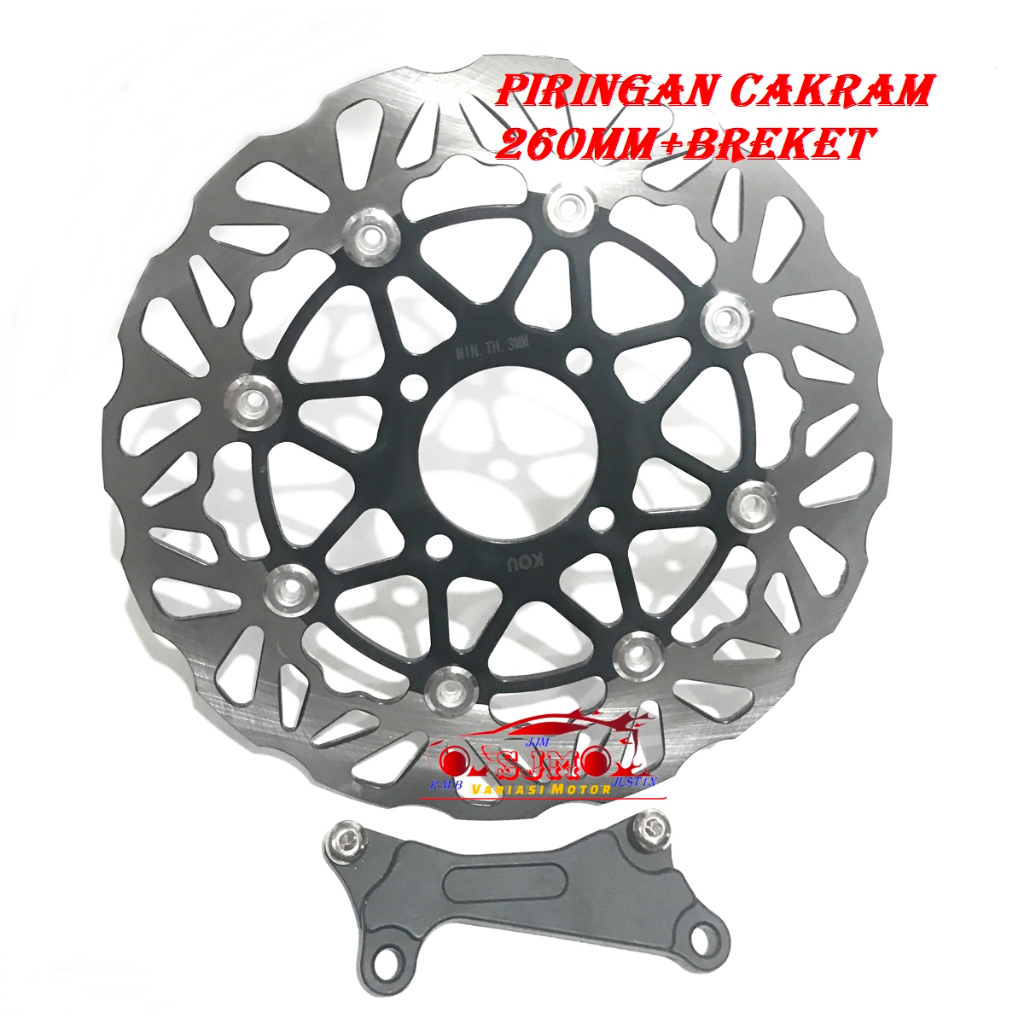 PIRINGAN CAKRAM DEPAN HONDA MATIC BEAT VARIO SPACY SCOOPY UKURAN 260 MM PLUS BREKET