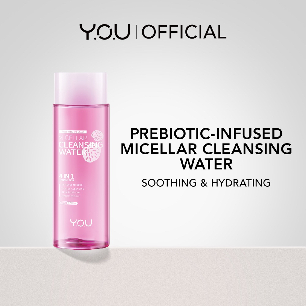 YOU Prebiotic-Infused Micellar Cleansing Water Indonesia / Pembersih Make Up 50ml 110ml / 4 IN 1 Removes Makeup Gentle Cleansing Skin Relieving Hydrates Skin / Soothing Hydrating Pelembab Remover Cleanser / Skincare Face Care / Y.O.U Series Bundle / Set